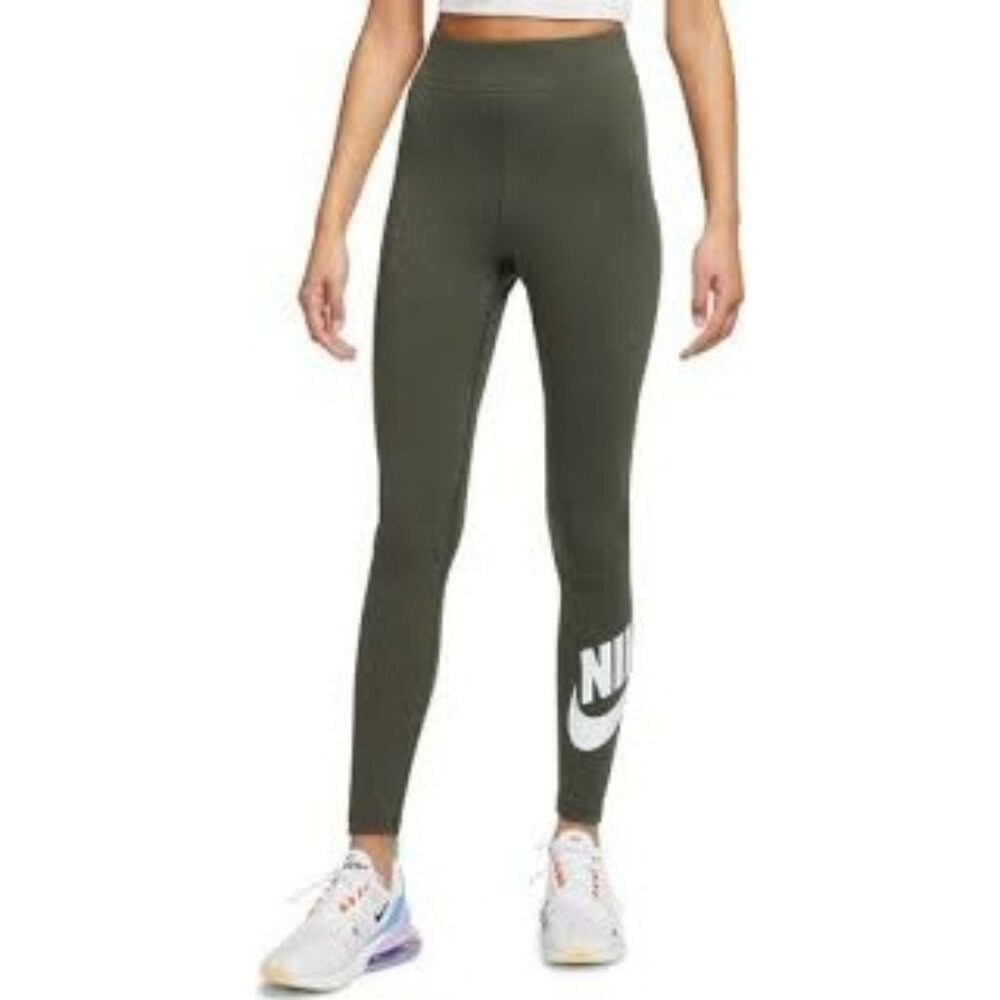 Nike Sportswear Womens Athletic Comfort Leggings Soft & Stretchy Dark Green Sz L